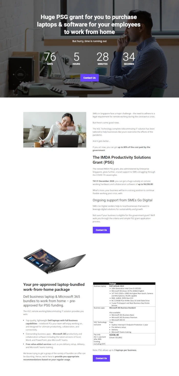 Emerge mLab client VGC Technology's website home page screen shot