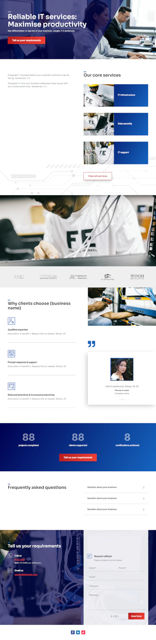 Screenshot of IT services website home page designed by Emerge mLab