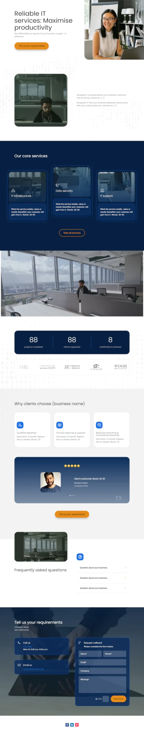 Screenshot of IT services website home page designed by Emerge mLab