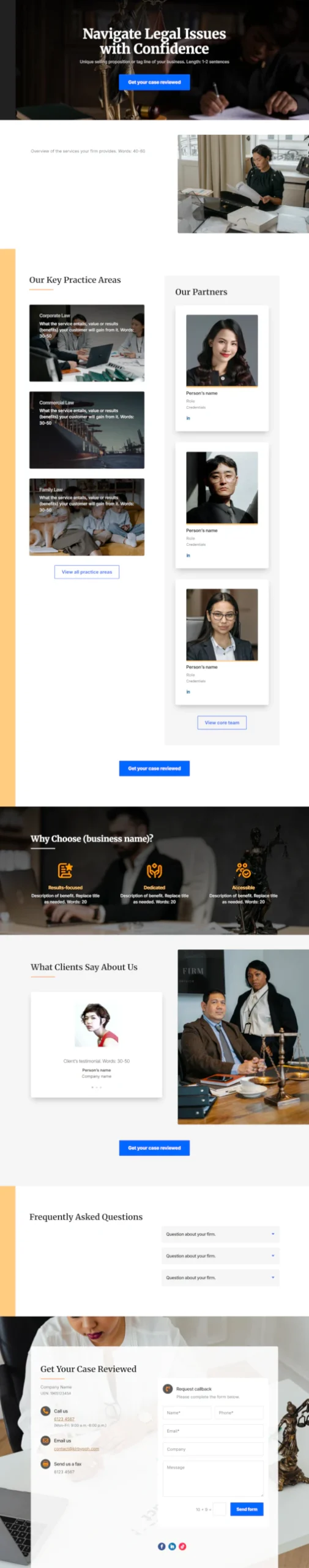 Screenshot of legal services website home page designed by Emerge mLab