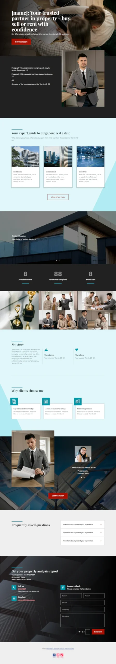 Screenshot of property agent website home page designed by Emerge mLab