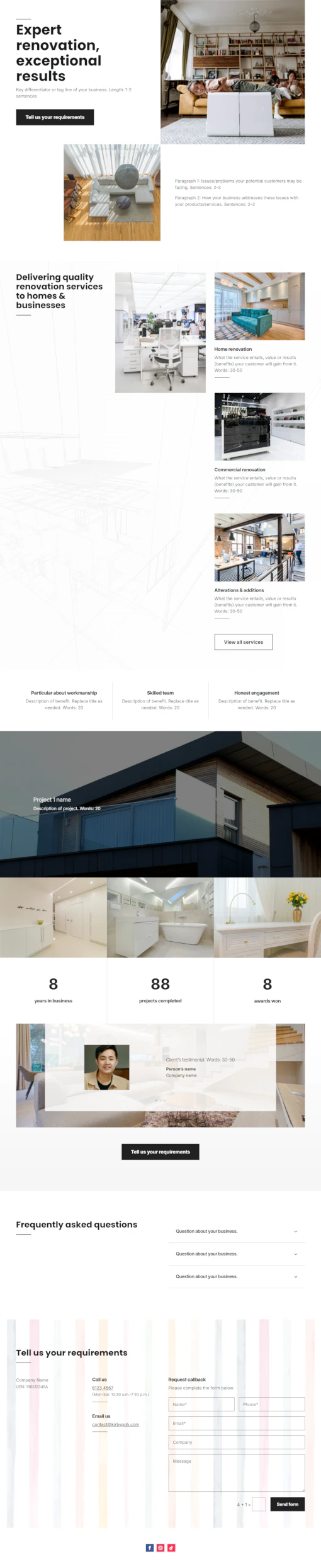Screenshot of renovation contractor website home page designed by Emerge mLab